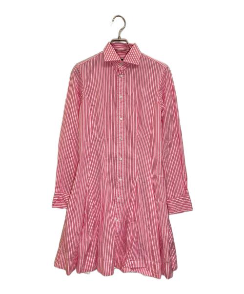 POLO RALPH LAUREN（ポロ・ラルフローレン）POLO RALPH LAUREN (ポロ・ラルフローレン) ストライプシャツワンピース ピンク×ホワイトの古着・服飾アイテム