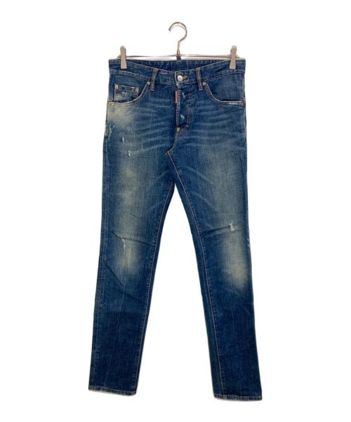 DSQUARED2（ディースクエアード）DSQUARED2 (ディースクエアード) クラッシュデニムパンツ インディゴ サイズ:44の古着・服飾アイテム
