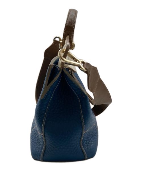 FURLA（フルラ）FURLA (フルラ) 型押しハンドバッグ ネイビーの古着・服飾アイテム