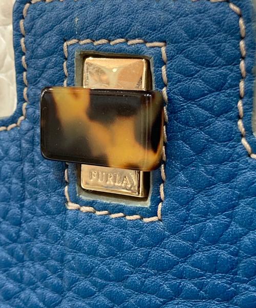 FURLA（フルラ）FURLA (フルラ) 型押しハンドバッグ ネイビーの古着・服飾アイテム
