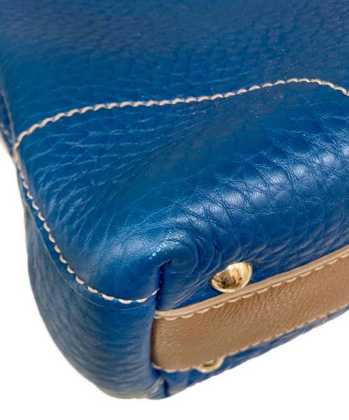 FURLA（フルラ）FURLA (フルラ) 型押しハンドバッグ ネイビーの古着・服飾アイテム