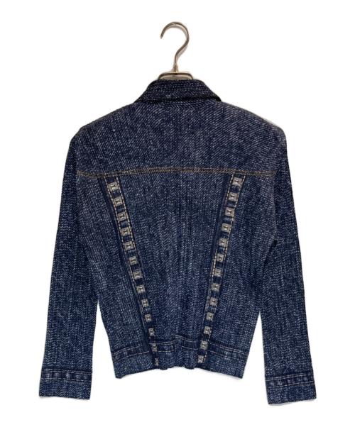 PLEATS PLEASE（プリーツプリーズ）PLEATS PLEASE (プリーツプリーズ) デニム転写プリーツジャケット ブルー サイズ:2の古着・服飾アイテム