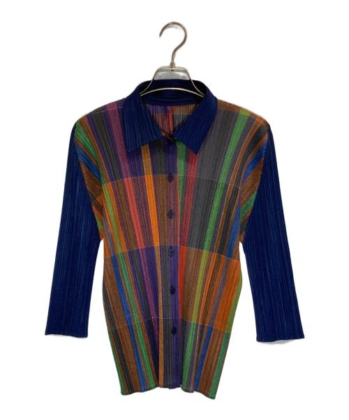 PLEATS PLEASE（プリーツプリーズ）PLEATS PLEASE (プリーツプリーズ) チェックパターンプリーツシャツ マルチカラー サイズ:3の古着・服飾アイテム