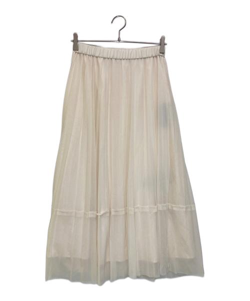 BLUE LABEL CRESTBRIDGE（ブルーレーベルクレストブリッジ）BLUE LABEL CRESTBRIDGE (ブルーレーベルクレストブリッジ) チュールプリーツスカート アイボリー サイズ:38の古着・服飾アイテム