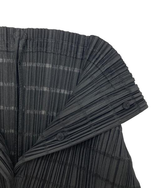 PLEATS PLEASE（プリーツプリーズ）PLEATS PLEASE (プリーツプリーズ) ハイネックプリーツシャツジャケット ブラック サイズ:3の古着・服飾アイテム