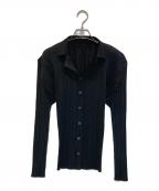 PLEATS PLEASEプリーツプリーズ）の古着「プリーツシャツブラウス」｜ブラック