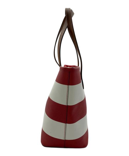 MICHAEL KORS（マイケル・コース）MICHAEL KORS (マイケルコース) トラベル ボーダー スモールトート ハンドバッグ レッド×ホワイトの古着・服飾アイテム