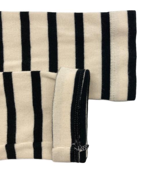 JIL SANDER+（ジルサンダープラス）JIL SANDER+ (ジルサンダープラス) ロゴパッチボーダーカットソー ブラック×アイボリー サイズ:Lの古着・服飾アイテム