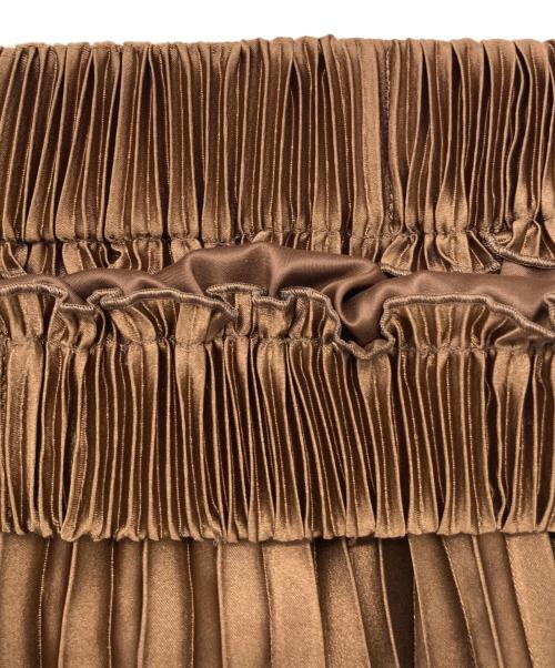Noble（ノーブル）Noble (ノーブル) ブライトサテンアコーディオンプリーツスカート ブラウン サイズ:freeの古着・服飾アイテム
