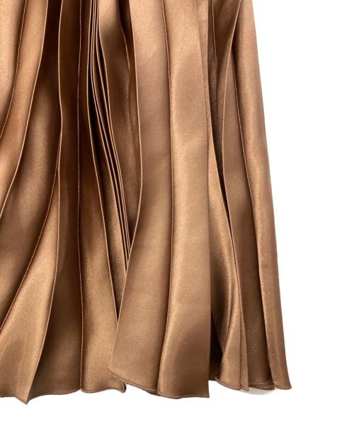 Noble（ノーブル）Noble (ノーブル) ブライトサテンアコーディオンプリーツスカート ブラウン サイズ:freeの古着・服飾アイテム