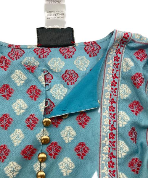 GUCCI（グッチ）GUCCI (グッチ) 総柄刺繍カフタンドレス/627309 ブルー サイズ:40の古着・服飾アイテム