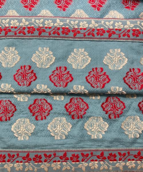 GUCCI（グッチ）GUCCI (グッチ) 総柄刺繍カフタンドレス/627309 ブルー サイズ:40の古着・服飾アイテム