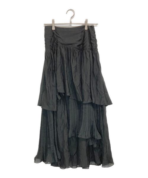 HER LIP TO（ハーリップトゥ）Her lip to (ハーリップトゥ) Sheer Pleated Tiered Skirt ブラック サイズ:Mの古着・服飾アイテム