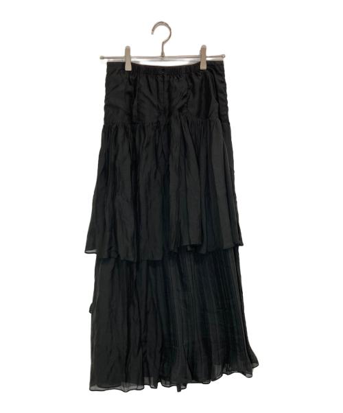 HER LIP TO（ハーリップトゥ）Her lip to (ハーリップトゥ) Sheer Pleated Tiered Skirt ブラック サイズ:Mの古着・服飾アイテム