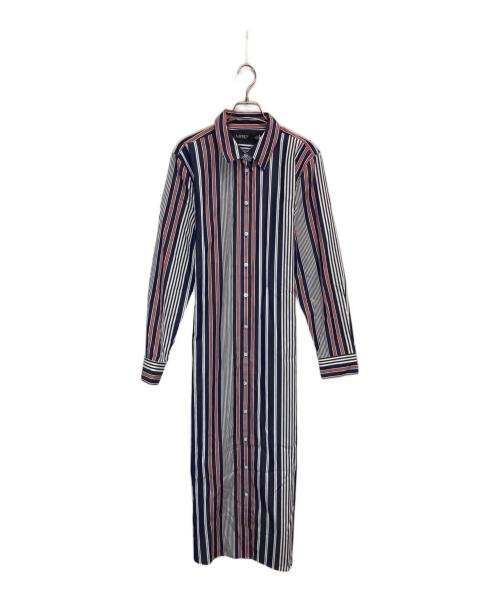 LAUREN RALPH LAUREN（ローレンラルフローレン）LAUREN RALPH LAUREN (ローレンラルフローレン) ストライプド コットン ブロードクロス シャツドレス ネイビー サイズ:10の古着・服飾アイテム