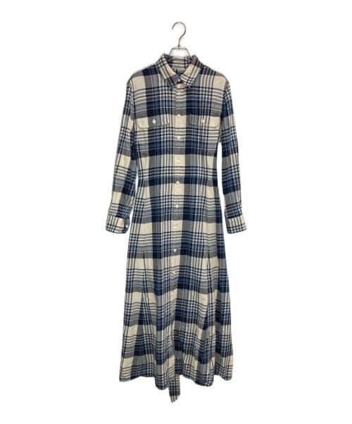 POLO RALPH LAUREN（ポロ・ラルフローレン）POLO RALPH LAUREN (ポロ・ラルフローレン) チェックシャツワンピース ブルー×ベージュ サイズ:8の古着・服飾アイテム