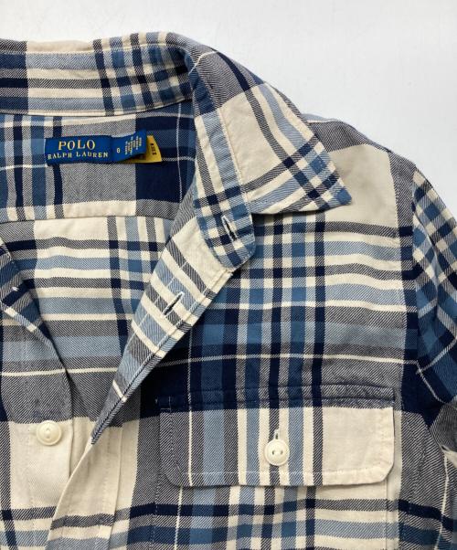 POLO RALPH LAUREN（ポロ・ラルフローレン）POLO RALPH LAUREN (ポロ・ラルフローレン) チェックシャツワンピース ブルー×ベージュ サイズ:8の古着・服飾アイテム