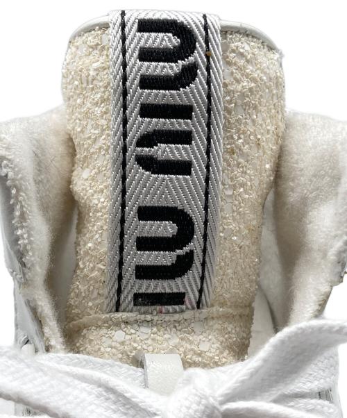 MIU MIU（ミュウミュウ）MIU MIU (ミュウミュウ) グリッターハイカットスニーカー ホワイト サイズ:38 1/2の古着・服飾アイテム