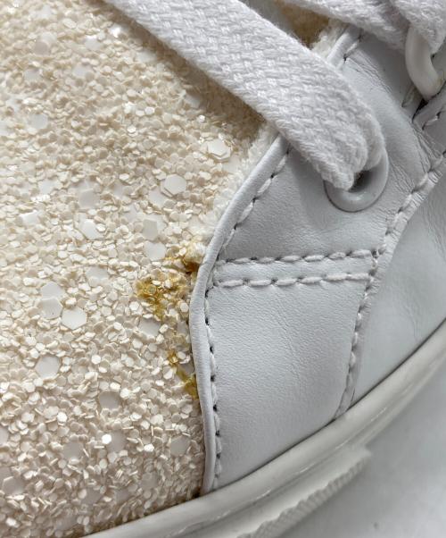 MIU MIU（ミュウミュウ）MIU MIU (ミュウミュウ) グリッターハイカットスニーカー ホワイト サイズ:38 1/2の古着・服飾アイテム