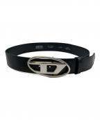 DIESELディーゼル）の古着「Dロゴバックル レザーベルト」｜ブラック