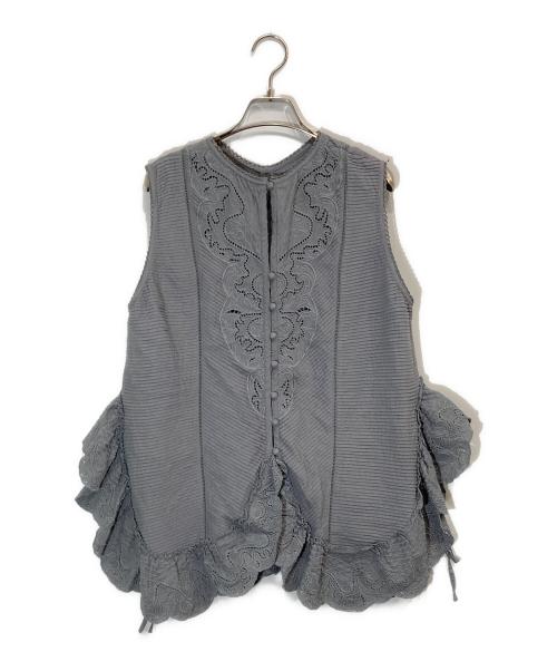 IENA LA BOUCLE（イエナ ラ ブークル）IENA LA BOUCLE (イエナ ラ ブークル) ピンタックレースノースリーブブラウス ブルー サイズ:-の古着・服飾アイテム