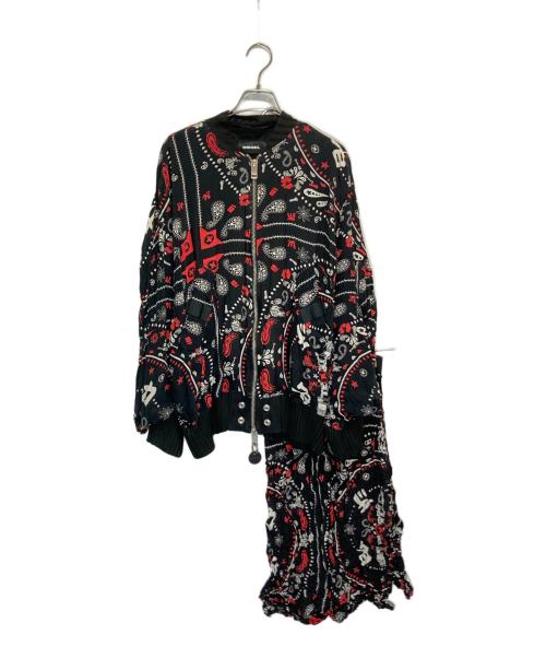 DIESEL（ディーゼル）DIESEL (ディーゼル) ペイズリー柄レーヨンジャケット レッド サイズ:XXSの古着・服飾アイテム