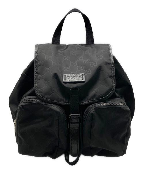 GUCCI（グッチ）GUCCI (グッチ) GGナイロン ナイロン×レザー バックパック ブラックの古着・服飾アイテム