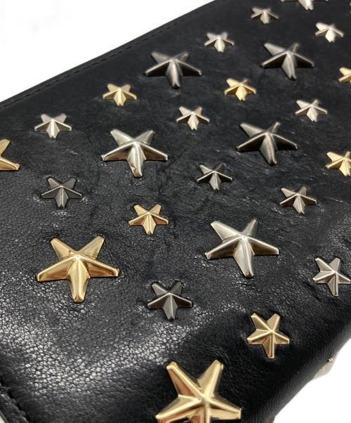 JIMMY CHOO（ジミーチュウ）JIMMY CHOO (ジミーチュウ) スタッズLジップウォレット ブラックの古着・服飾アイテム