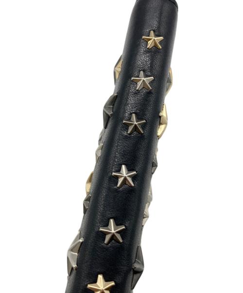 JIMMY CHOO（ジミーチュウ）JIMMY CHOO (ジミーチュウ) スタッズLジップウォレット ブラックの古着・服飾アイテム