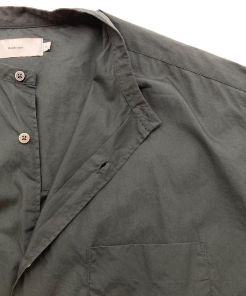 Graphpaper（グラフペーパー）Graphpaper (グラフペーパー) Broad L/S Oversized Band Collar Shirt ブラック サイズ:2の古着・服飾アイテム