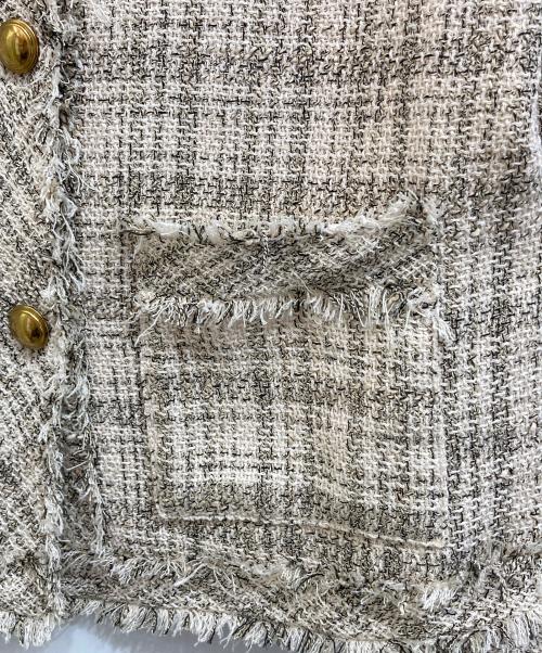 ROPE mademoiselle（ロペマドモアゼル）ROPE mademoiselle (ロペマドモアゼル) ノーカラーツイードジャケット アイボリー サイズ:38の古着・服飾アイテム