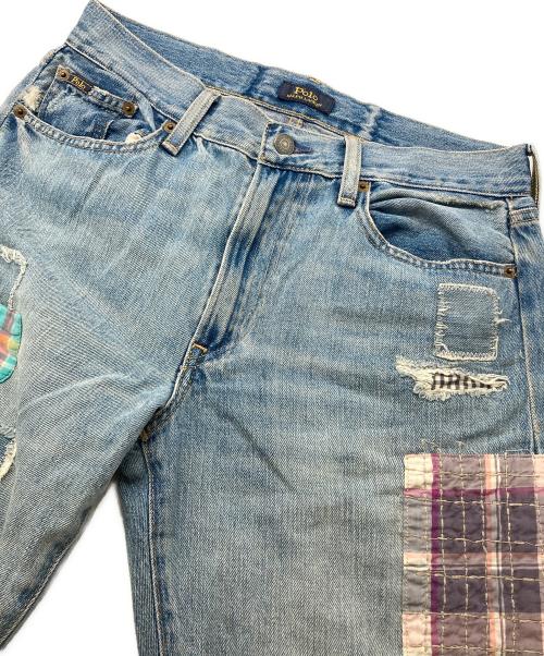 POLO RALPH LAUREN（ポロ・ラルフローレン）POLO RALPH LAUREN (ポロ・ラルフローレン) パッチワークデニム ブルー サイズ:26の古着・服飾アイテム