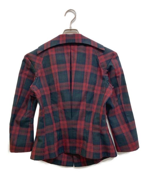 JUNYA WATANABE COMME des GARCONS（(ジュンヤワタナベ コムデギャルソン）JUNYA WATANABE COMME des GARCONS ((ジュンヤワタナベ コムデギャルソン) 90sチェックテーラードジャケット レッド×グリーン サイズ:-の古着・服飾アイテム