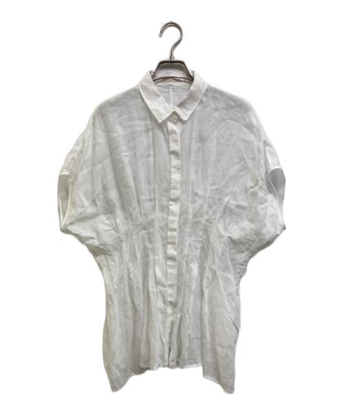 23区（ニジュウサンク）23区 (ニジュウサンク) LIBECOリネン タック デザイン シャツ ホワイト サイズ:38の古着・服飾アイテム