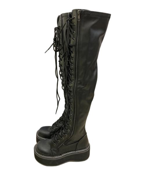 demonia（デモニア）DEMONIA (デモニア) レースアップロングブーツ ブラック サイズ:23cmの古着・服飾アイテム