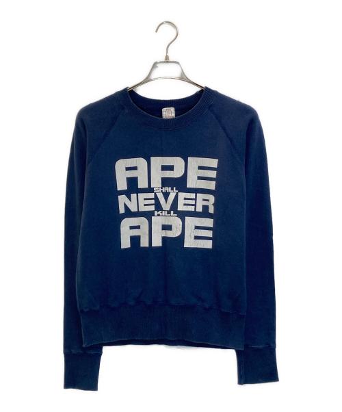 A BATHING APE（ア ベイシング エイプ）A BATHING APE (ア ベイシング エイプ) ape shall never kill apeスウェット ネイビー サイズ:Mの古着・服飾アイテム