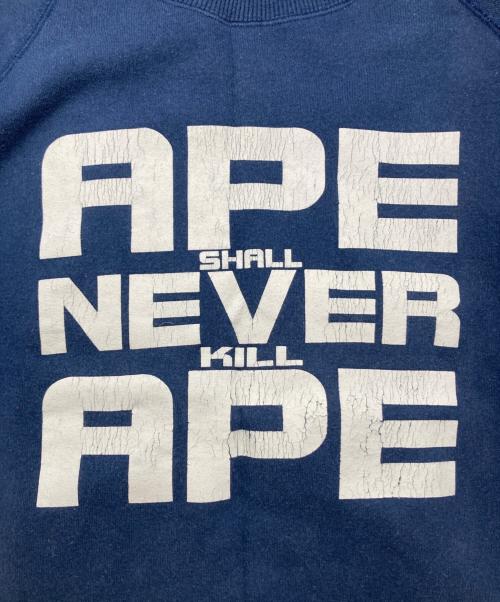 A BATHING APE（ア ベイシング エイプ）A BATHING APE (ア ベイシング エイプ) ape shall never kill apeスウェット ネイビー サイズ:Mの古着・服飾アイテム
