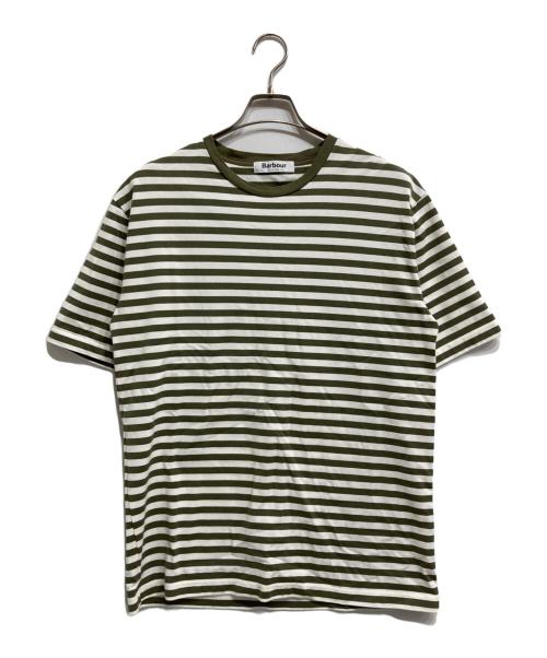 Barbour（バブアー）Barbour (バブアー) ボーダーTシャツ ホワイト×オリーブ サイズ:-の古着・服飾アイテム