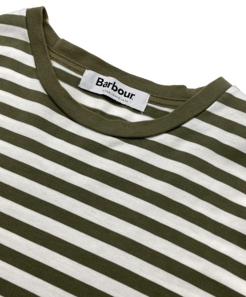 Barbour（バブアー）Barbour (バブアー) ボーダーTシャツ ホワイト×オリーブ サイズ:-の古着・服飾アイテム