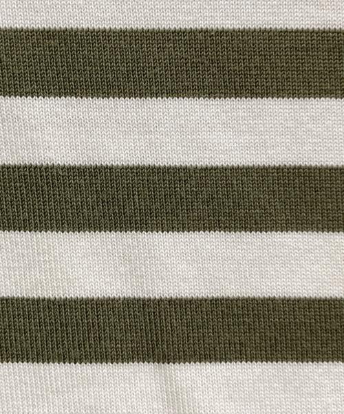 Barbour（バブアー）Barbour (バブアー) ボーダーTシャツ ホワイト×オリーブ サイズ:-の古着・服飾アイテム