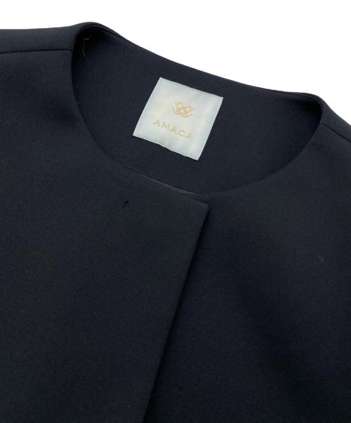 AMACA（アマカ）AMACA (アマカ) 2wayストレッチノーカラーボンディグコート ネイビー サイズ:40の古着・服飾アイテム