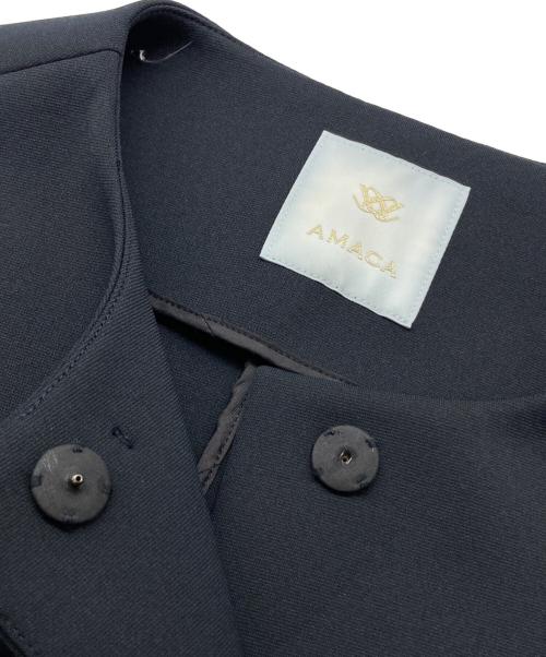 AMACA（アマカ）AMACA (アマカ) 2wayストレッチノーカラーボンディグコート ネイビー サイズ:40の古着・服飾アイテム