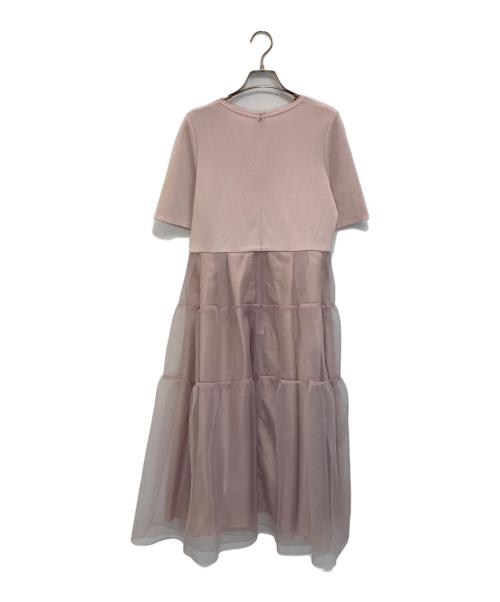 Jolie mignon（ジョリ―ミニョン）Jolie mignon (ジョリ―ミニョン) ふくれオーガンジー ふんわりティアード ドッキングワンピース ピンク サイズ:40の古着・服飾アイテム