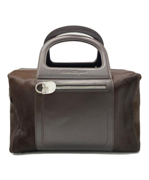 Salvatore Ferragamo（サルヴァトーレ フェラガモ）Salvatore Ferragamo (サルヴァトーレ フェラガモ) ハラコ2wayボストンバッグ ブラウンの古着・服飾アイテム