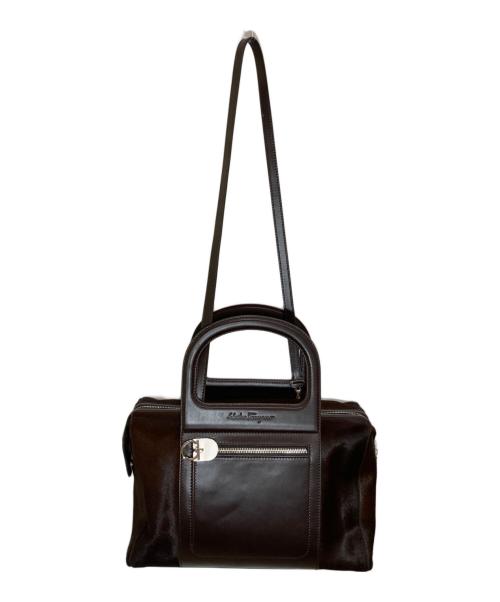 Salvatore Ferragamo（サルヴァトーレ フェラガモ）Salvatore Ferragamo (サルヴァトーレ フェラガモ) ハラコ2wayボストンバッグ ブラウンの古着・服飾アイテム