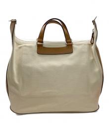 Daniel&Bob（ダニエル＆ボブ）の古着「ペルセオ キャンバス×レザー切替2WAYトートバッグ」｜ブラウン×ベージュ