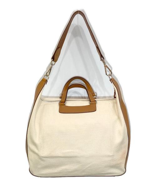 Daniel&Bob（ダニエル＆ボブ）Daniel&Bob (ダニエル＆ボブ) ペルセオ キャンバス×レザー切替2WAYトートバッグ ブラウン×ベージュの古着・服飾アイテム