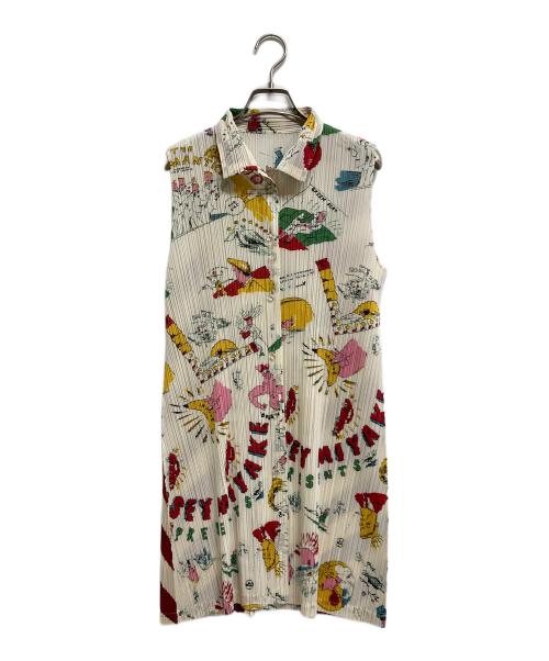 PLEATS PLEASE（プリーツプリーズ）PLEATS PLEASE (プリーツプリーズ) 総柄プリーツワンピース アイボリー サイズ:3の古着・服飾アイテム