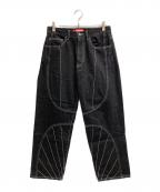 SUPREMEシュプリーム）の古着「Radial Embroidered Loose Fit Jean」｜ブラック