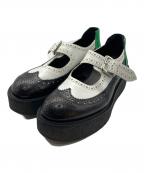 LIMI feuリミフゥ）の古着「ウィングチップ プラットフォーム シューズ」｜ホワイト×ブラック